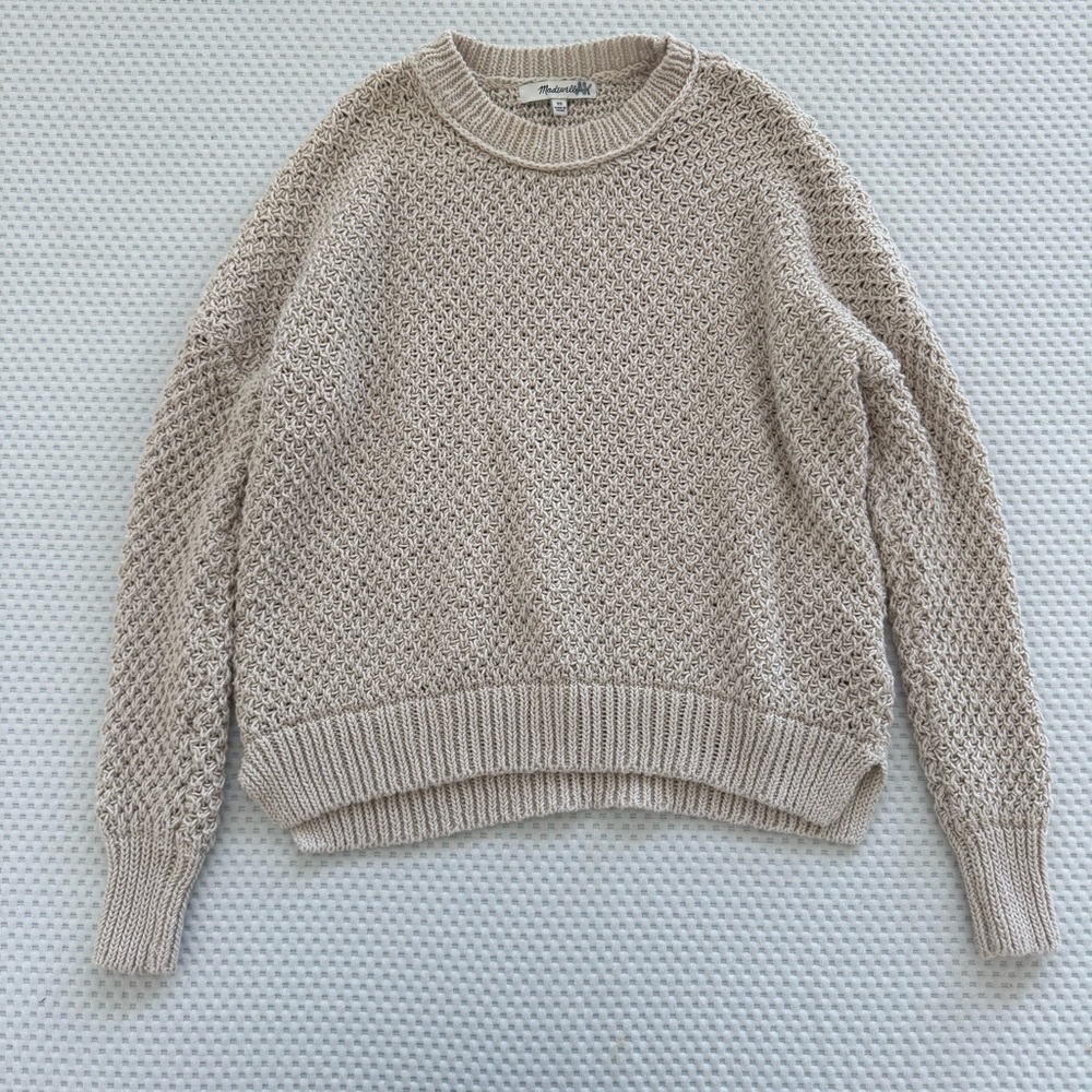 Sold 🤍Madewell French quarter pullover seed stitch sweater in oatmeal beige xs - Picture 3 of 10